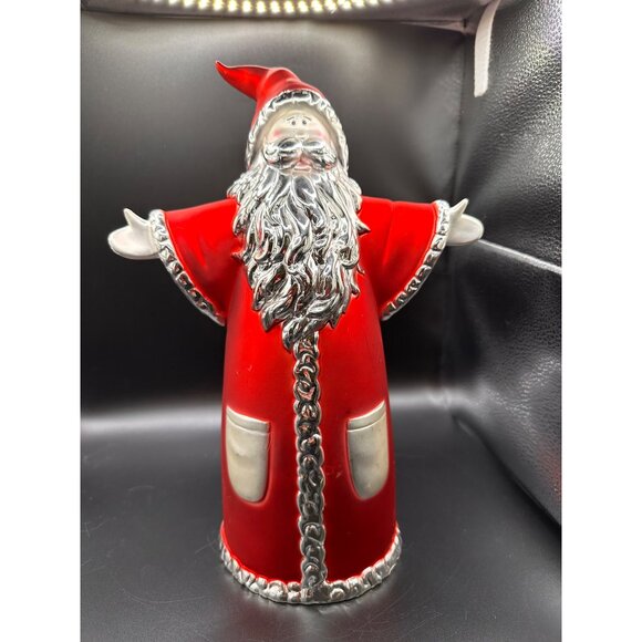 Red Silver Tabletop Santa Claus Arms Out Vtg READ - Picture 16 of 16